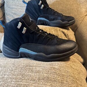 Air Jordan 12 Retro 2009 Nubuck Men's Black and Blue Basketball Shoes size 11
